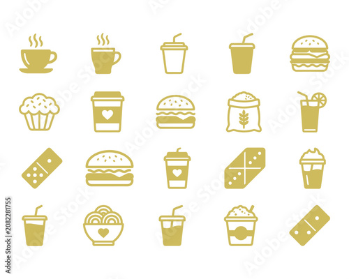 Fast Food Drink and Snack Icon Set