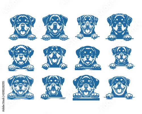 Cute Dog Breed Face Mascot Icon Set