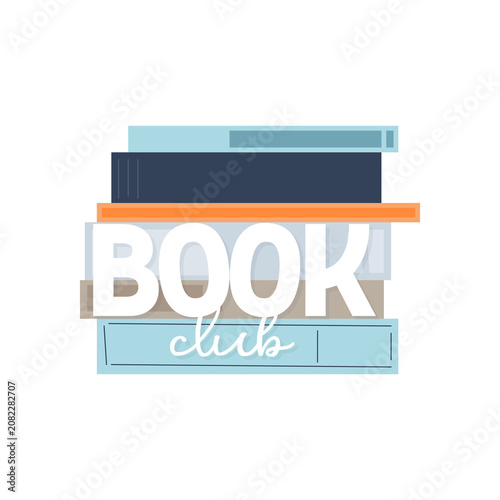 Stack of Books with Book Club Text Flat Illustration