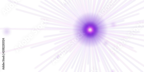 Radiant purple light effect with glowing starburst rays on white background