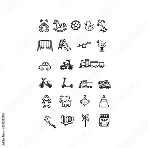 Kids toys vector icons childhood objects collection.