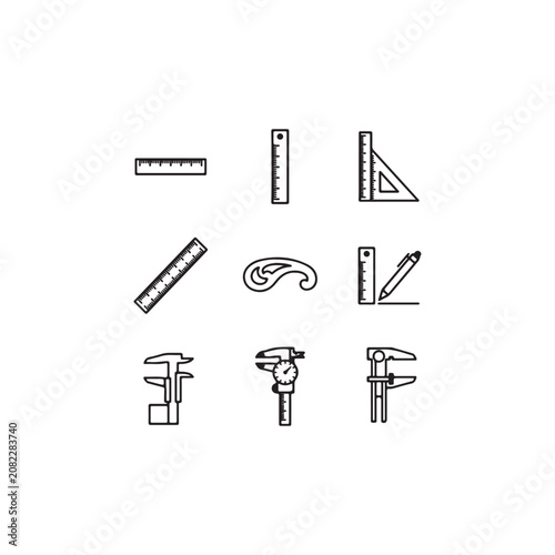 Drawing tools vector icons measuring instruments collection.