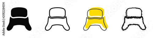 Photography A set of four stylized illustrations depicting a winter hat, each rendered in a