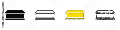 Fotografía A set of four distinct coffin icons, each rendered in a unique artistic style, r