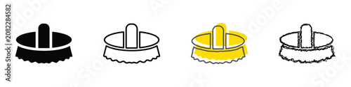 Obraz na plátně A collection of four distinct icons representing a cleaning brush, each rendered