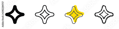 Картината върху платно A collection of four distinct graphic representations of a four-pointed star, ea