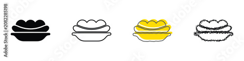 Fotografía A collection of four distinct graphic representations of a hot dog served in a b