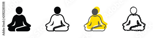 Εκτύπωση καμβά A collection of four distinct icons depicting a person in a meditative pose, sym
