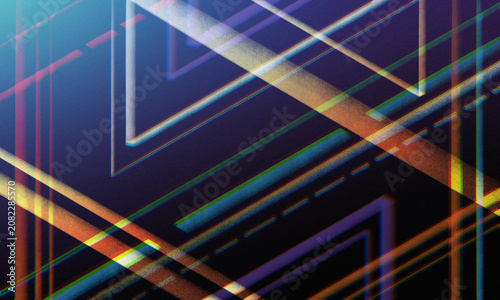 Abstract futuristic technology background with geometric neon lines. Template for Illustration, Banner, background, and etc.