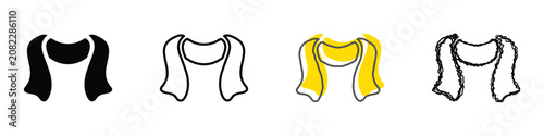 Photos A set of four distinct scarf illustrations, including solid black, outline, colo