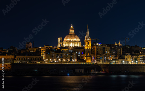 Nacht Valletta, Hauptstadt Maltas in Europa	
