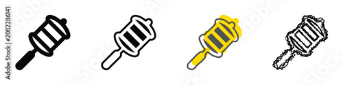 Vászonkép Collection of stylized prayer wheel icons, representing spiritual tools used in