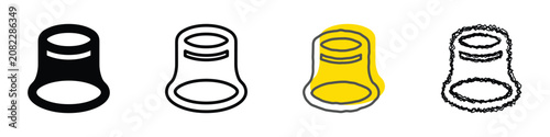 Bild auf Leinwand A set of four distinct thimble icons, showcasing a solid black silhouette, a cle