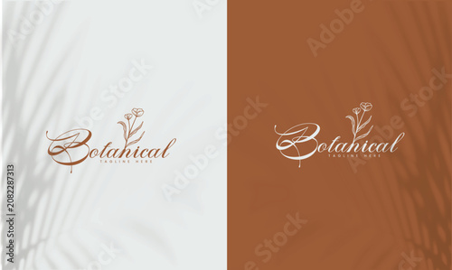 Floral element Botanical Hand Drawn Logo with Wild Flower and Leaves. Logo for spa and beauty salon, boutique, organic shop, wedding, floral designer, interior, photography, cosmetic