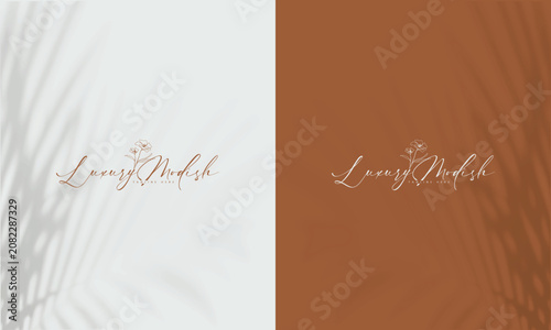 Floral element Botanical Hand Drawn Logo with Wild Flower and Leaves. Logo for spa and beauty salon, boutique, organic shop, wedding, floral designer, interior, photography, cosmetic