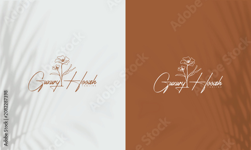 Floral element Botanical Hand Drawn Logo with Wild Flower and Leaves. Logo for spa and beauty salon, boutique, organic shop, wedding, floral designer, interior, photography, cosmetic