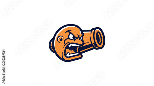 Aggressive Cannon Character Mascot Vector Illustration for Sports Branding a-28