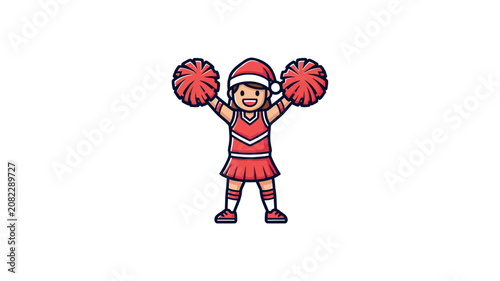 A-29 Cheerleader with Santa Hat Illustration for Holiday Seasons