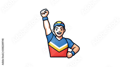 A Victorious Athlete Character Celebrating Success in a Dynamic Sports Illustration