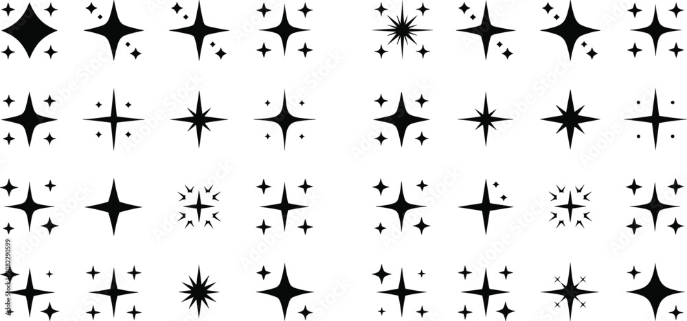 Fototapeta premium Black and white of stars and crosses in grid arrangement d