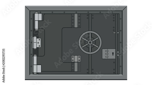 Secure Vault Door with Combination Lock and Hinges - Safety and Security Concept