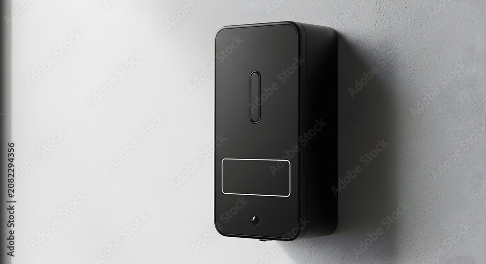 Fototapeta premium Black electronic device mounted on wall, close-up view