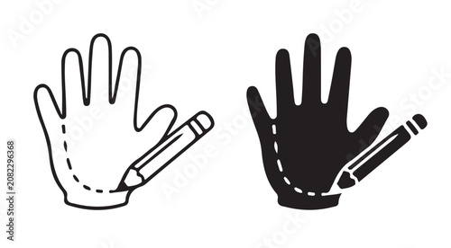 Minimal Hand Tracing Icon – Preschool Writing Practice Vector Illustration