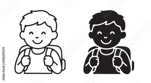 Minimal Happy Student Icon – School Education Vector Illustration