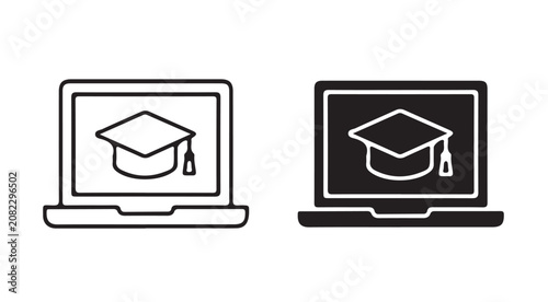 Minimal Online Learning Icon – Digital Education Vector Illustration