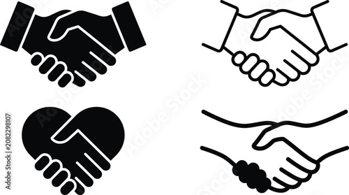 Handshakes icon set with different styles