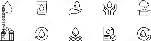Vector Illustration Set of environmental and water conservation linear icons isolated on transparent background vector design collection.