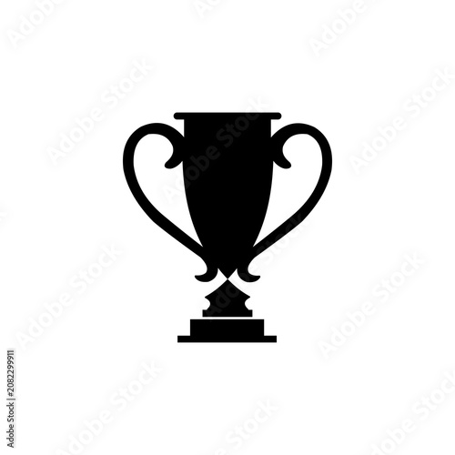 Champion Trophy Cup Silhouette Icon, Winner Award Symbol, Classic Black Victory Vector Illustration