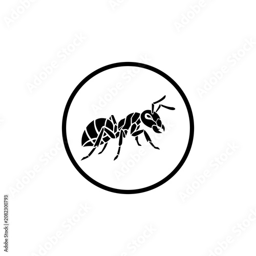 Black Ant Silhouette Logo Icon Minimal Vector Isolated on White Background