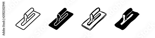 Photos Collection of hand-drawn masonry trowel icons in multiple artistic styles