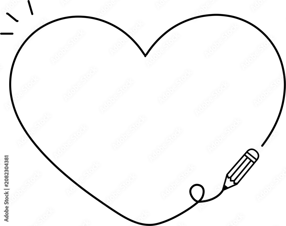 Fototapeta premium Hand Drawn Heart Pencil Note Frame