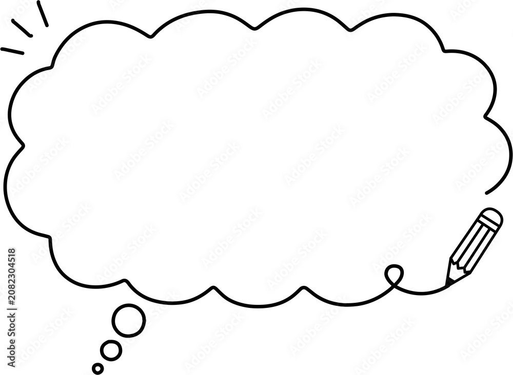 Obraz premium Hand Drawn Thought Bubble Pencil Note Frame