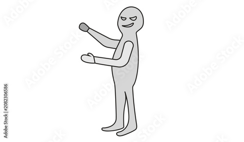Fotografie Gray Cartoon Humanoid Figure with Mischievous Smile