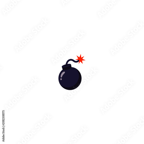 Canvastavla Cartoon bomb with burning fuse illustration explosion dangerous explosive dynami