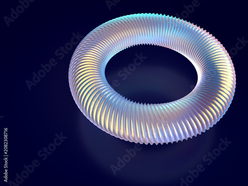 近未来テクノロジーを象徴する発光サークルの3DCGイラスト
