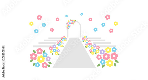 Wedding Arch and Flower Decorated Stairway Entrance, Celebration Pathway
