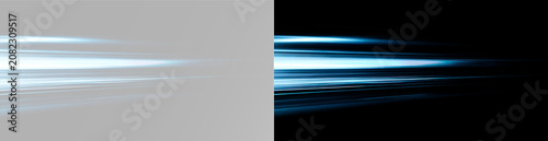 Fotografía blue neon light tunnel with speed streaks glowing beams and hyper fast motion ef