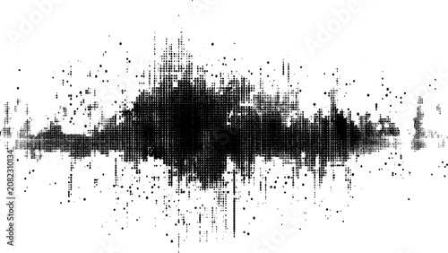 Canvastavla Grungy black halftone dotted wave abstract texture vector.