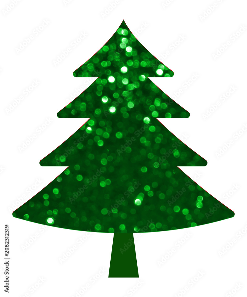 Obraz premium Green christmas tree with glowing lights isolated on transparent background