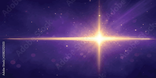 Bilde på lerret Purple abstract lens flare with glowing star effect and particles abstract ether