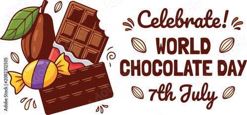 Foto Celebrate world chocolate day 7th july with delicious treats and chocolatey good