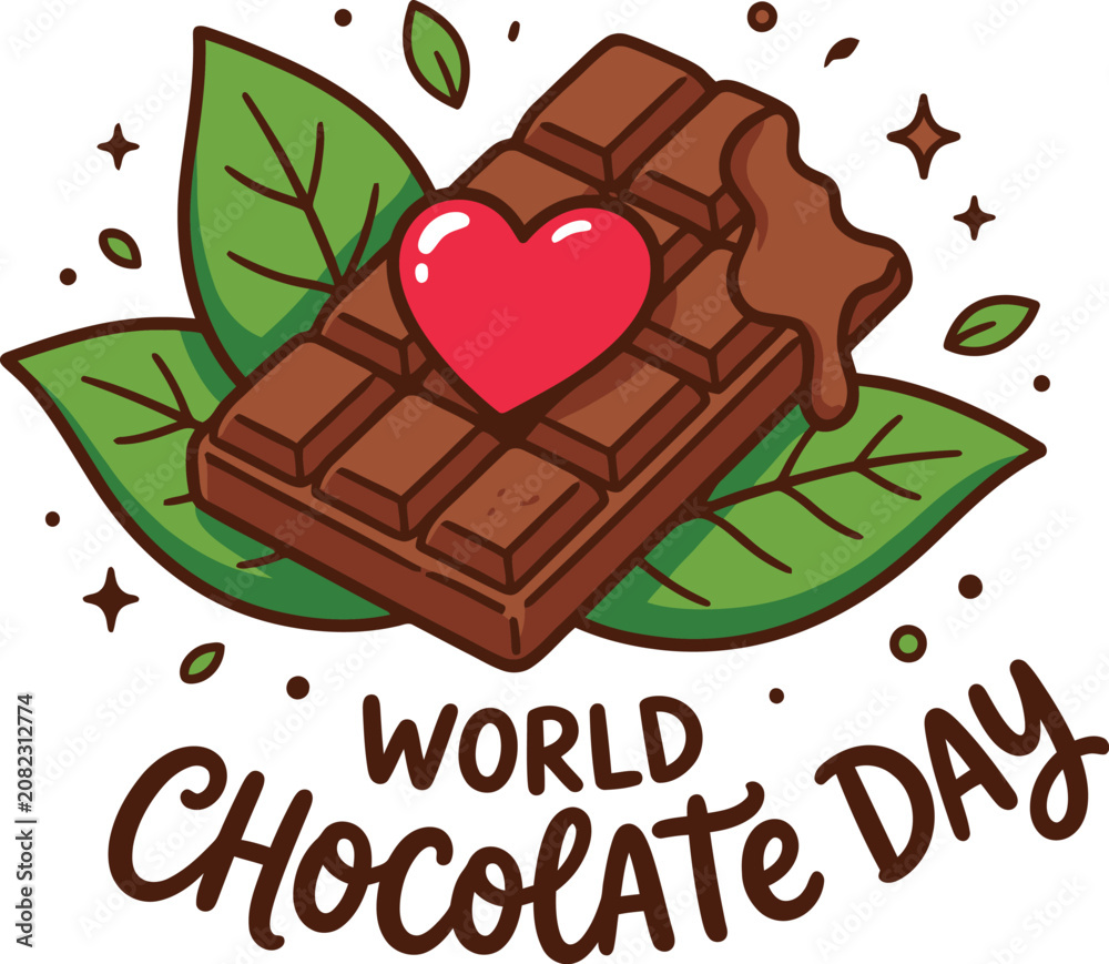 Fototapeta premium World chocolate day celebration with delicious chocolate bar and heart