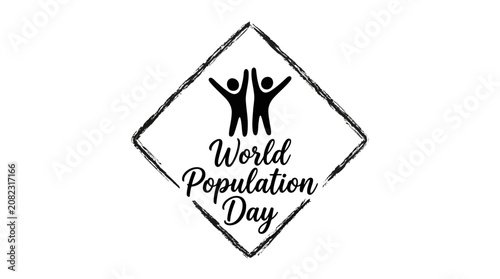 Cuadro en lienzo World Population Day vector logo, minimalist black and white global awareness ic