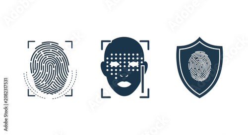 Quadro su tela Biometric security identification system icons.