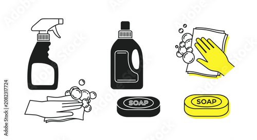Obraz na plátne Soap and cleaning supplies.
