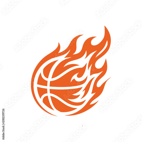 Modern Orange Fire Basketball Flaming Basketball Sports Logo Vector Icon